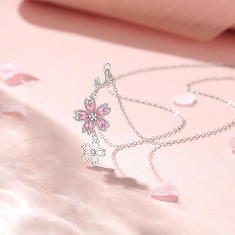 Collar Plata 925 Colgante Flores Cerezo Ciruelo Joyas Mujer-1