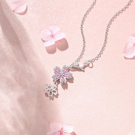 Collar Plata 925 Colgante Flores Cerezo Ciruelo Joyas Mujer-2