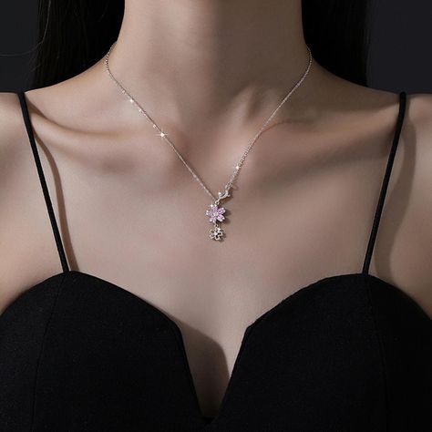 Collar Plata 925 Colgante Flores Cerezo Ciruelo Joyas Mujer-3