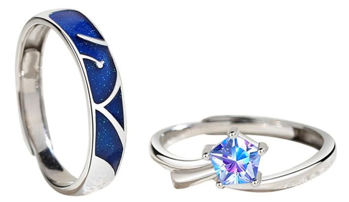 Anillos Plata 925 Compromiso Promesa Pareja Mar y Estrella-0