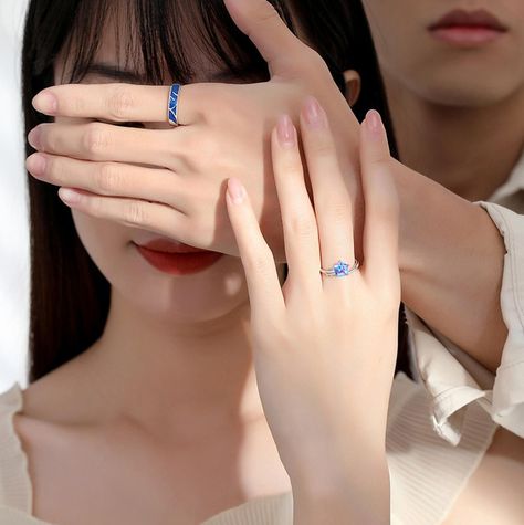 Anillos Plata 925 Compromiso Promesa Pareja Mar y Estrella-1