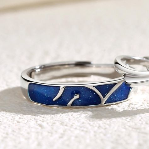 Anillos Plata 925 Compromiso Promesa Pareja Mar y Estrella-2