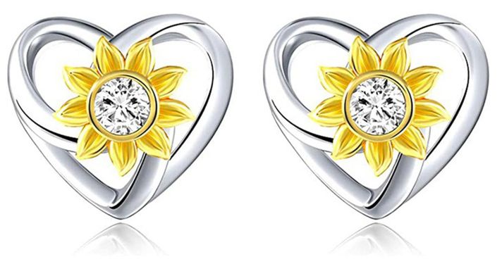 Set Conjunto Collar Aros Girasol Te Amo 100 Idiomas Mujer-5