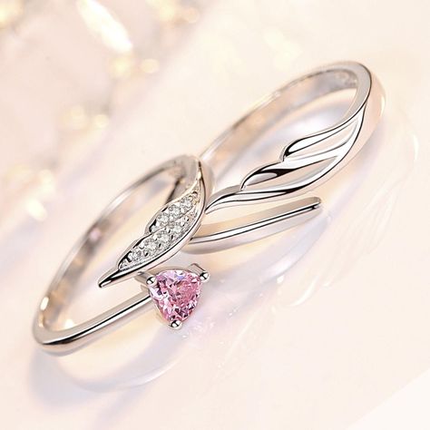 Anillos Plata 925 Alas Angel Ilusion Ajustable Parejas Par-5