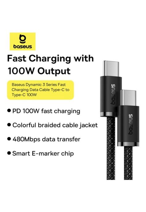 Cable De Carga/datos Dynamic 3 Series Usb C 1m 100w Baseus-1