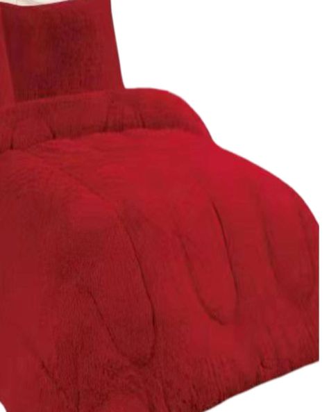 PLUMÓN PELUDO PLAZA Y MEDIA ROJO -2