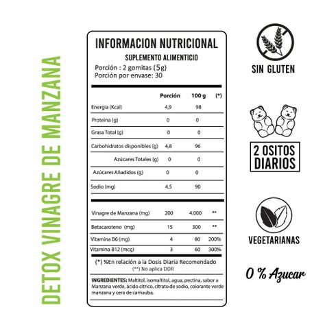 Vinagre De Manzana Detox- Vitamina B6 Y B12 - 60 Gomitas-1
