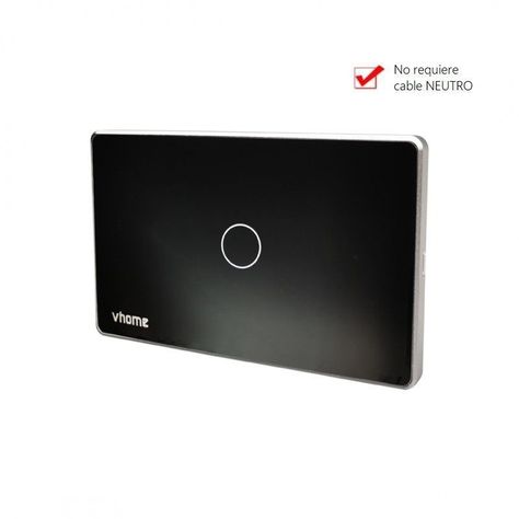 Interruptor Wifi RF Vhome Vector Design SN Sin Neutro Black Touch 1 Canal Compatible Con Google Home y Alexa-1