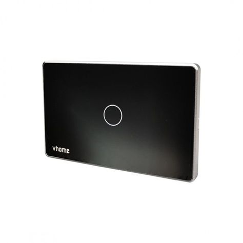 Interruptor Wifi RF Vhome Vector Design SN Sin Neutro Black Touch 1 Canal Compatible Con Google Home y Alexa-0