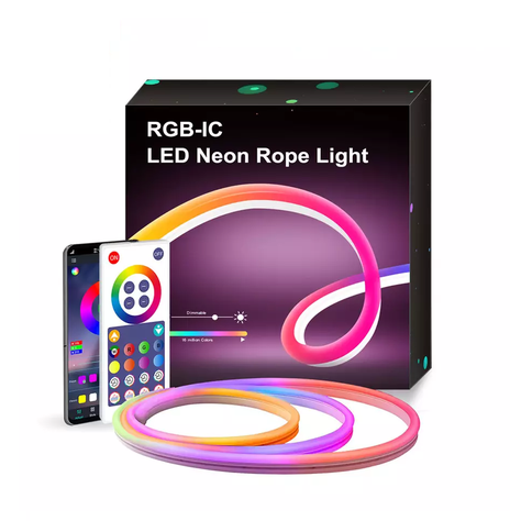 Cinta Neón Led Flexible Wifi y Bluetooth RGB 5mts 24W IP67 Compatible con Alexa y Google-0
