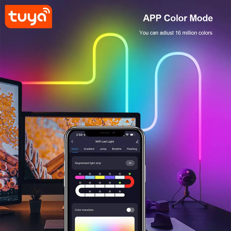 Cinta Neón Led Flexible Wifi y Bluetooth RGB 5mts 24W IP67 Compatible con Alexa y Google-1