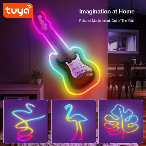 Cinta Neón Led Flexible Wifi y Bluetooth RGB 5mts 24W IP67 Compatible con Alexa y Google-4
