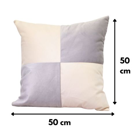 Cojín Gabriela Gris Blanco Felpa 50x50 cm-3