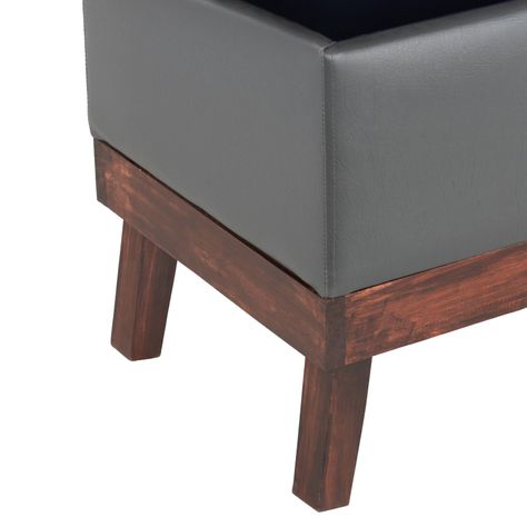 Banqueta con Baúl Incy Gris Eco Cuero 120x40x50 cm Máxima Design-6