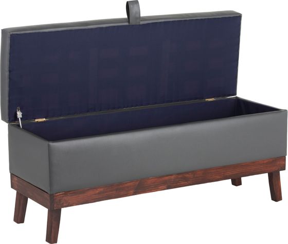 Banqueta con Baúl Incy Gris Eco Cuero 120x40x50 cm Máxima Design-2