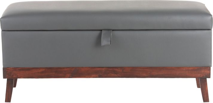 Banqueta con Baúl Incy Gris Eco Cuero 120x40x50 cm Máxima Design-0