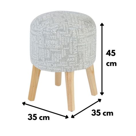 Pouf Bird Alemania Gris Estampado 35x35x45 cm Máxima Design-2