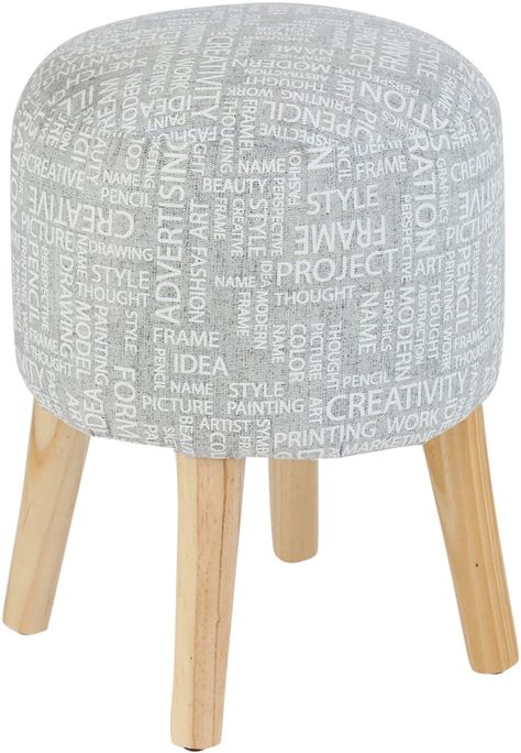 Pouf Bird Alemania Gris Estampado 35x35x45 cm Máxima Design-1