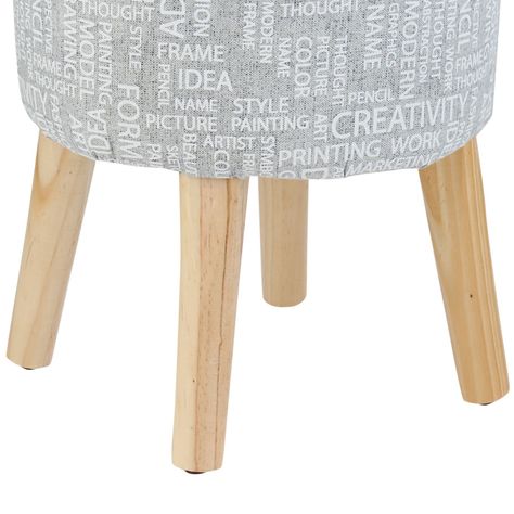 Pouf Bird Alemania Gris Estampado 35x35x45 cm Máxima Design-3