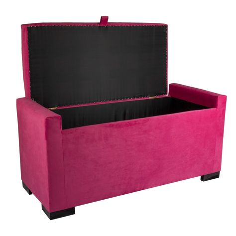 Banqueta con Baúl Leyzy Fucsia Felpa 40X55X105 cm Máxima Design-1