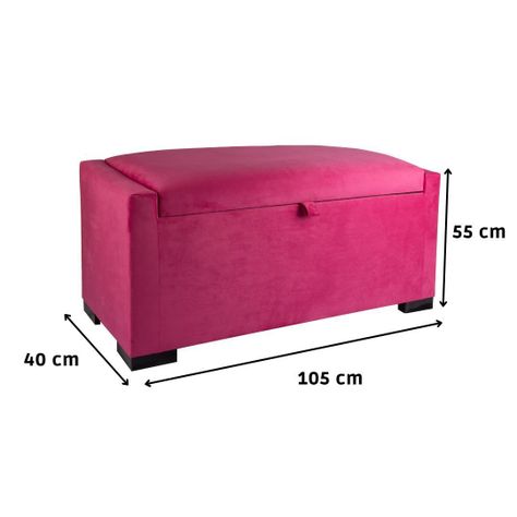 Banqueta con Baúl Leyzy Fucsia Felpa 40X55X105 cm Máxima Design-3