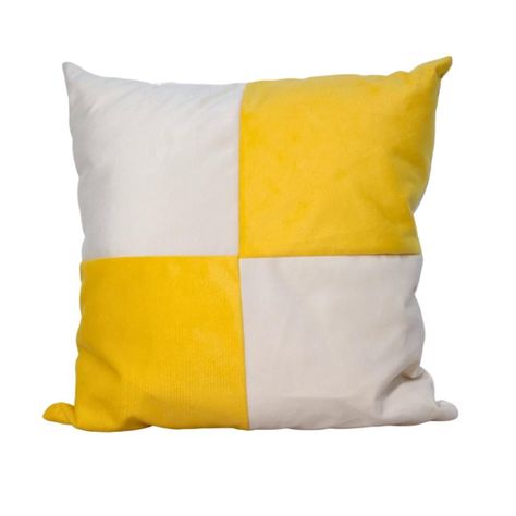Cojín Gabriela Blanco Amarillo Felpa 50x50 cm-0