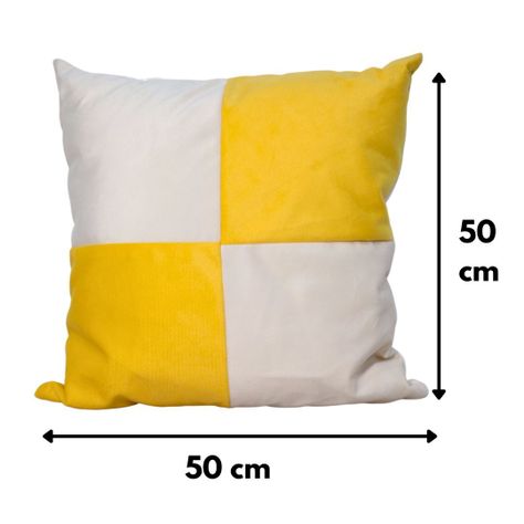 Cojín Gabriela Blanco Amarillo Felpa 50x50 cm-3