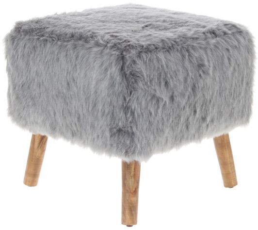 Pouf Kira Gris Piel Sintética 42x42x43 cm Máxima Design-2