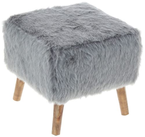 Pouf Kira Gris Piel Sintética 42x42x43 cm Máxima Design-1