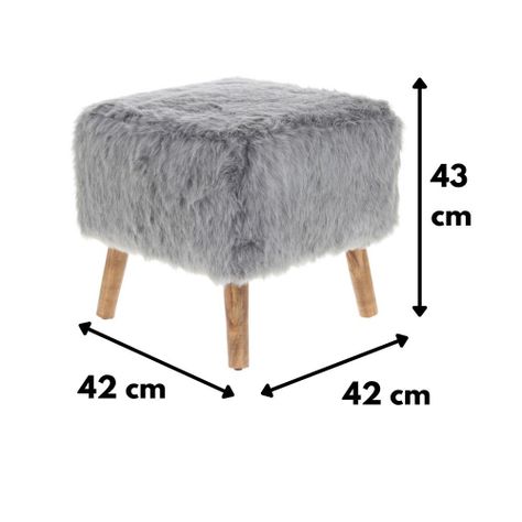 Pouf Kira Gris Piel Sintética 42x42x43 cm Máxima Design-3