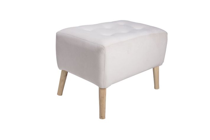 Pouf Petrum con Capitoné Blanco 62x42x42 cm Máxima Design-1