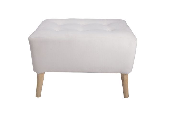Pouf Petrum con Capitoné Blanco 62x42x42 cm Máxima Design-0