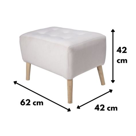 Pouf Petrum con Capitoné Blanco 62x42x42 cm Máxima Design-6