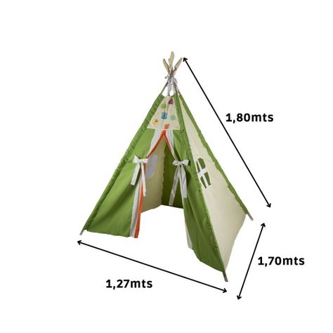 Carpa Tipi Monstruito Verde Textil 120x170x180 cm Máxima Design-3