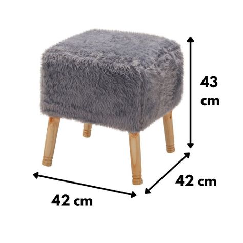Pouf Kira Diseño Gris Piel Sintética  42x42x43 cm Máxima Design-3