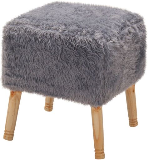 Pouf Kira Diseño Gris Piel Sintética  42x42x43 cm Máxima Design-1