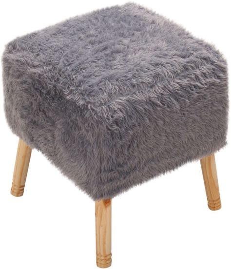 Pouf Kira Diseño Gris Piel Sintética  42x42x43 cm Máxima Design-2
