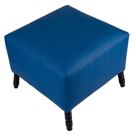 Pouf Alejandro Diseño Azul Eco Cuero 54x54x44 cm Máxima Design-2