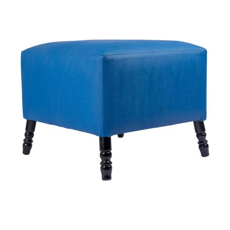 Pouf Alejandro Diseño Azul Eco Cuero 54x54x44 cm Máxima Design-1