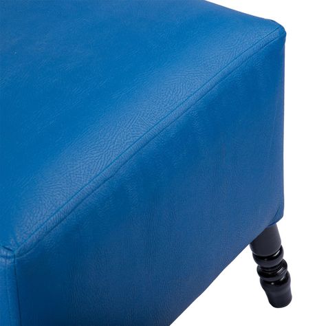 Pouf Alejandro Diseño Azul Eco Cuero 54x54x44 cm Máxima Design-7