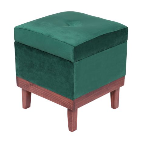 Pouf Baúl Emilia Verde Botella Felpa 45x45x46 cm Máxima Design-0