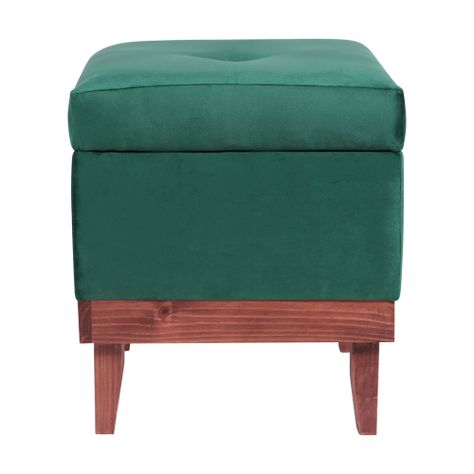 Pouf Baúl Emilia Verde Botella Felpa 45x45x46 cm Máxima Design-1