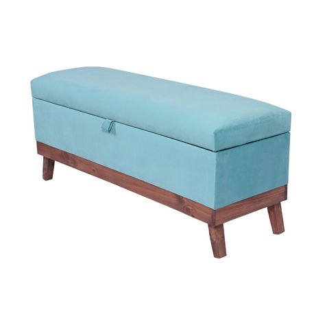 Banqueta con Baúl Incy Turquesa Felpa 120x40x50 cm Máxima Design-1
