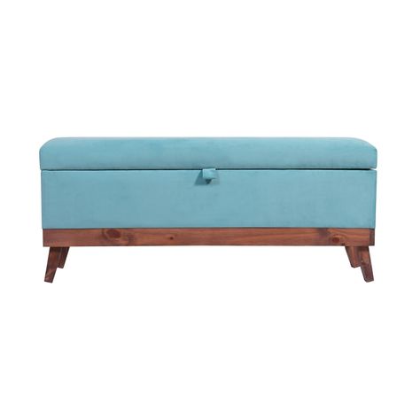 Banqueta con Baúl Incy Turquesa Felpa 120x40x50 cm Máxima Design-0