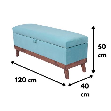 Banqueta con Baúl Incy Turquesa Felpa 120x40x50 cm Máxima Design-6