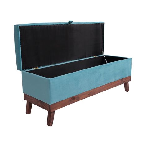 Banqueta con Baúl Incy Turquesa Felpa 120x40x50 cm Máxima Design-2