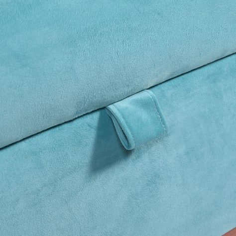 Banqueta con Baúl Incy Turquesa Felpa 120x40x50 cm Máxima Design-3
