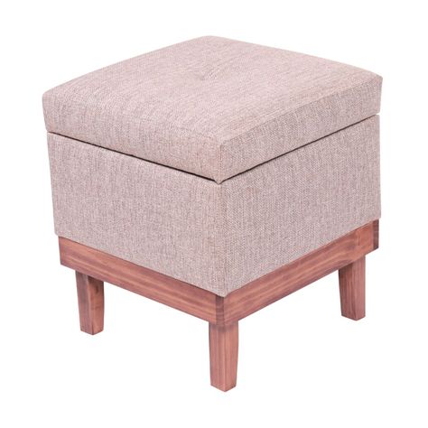 Pouf Baúl Emilia  Gris-Beige Omega 45x45x46 cm Máxima Design-0