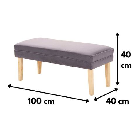 Banqueta Style Gris Felpa 100x40x40 cm Máxima Design-2