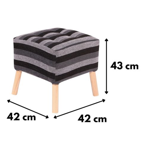 Pouf Alemania Gris Negro Rayas 42x42x43 cm Máxima Design-4